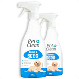 Kit Com 2 Banho A Seco Cães E Gatos Spray Pet Clean 500ml