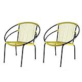 Kit Com 2 Cadeiras Para Jardim Circulares Eclipse Famais Amarelo Preto