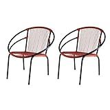 Kit Com 2 Cadeiras Para Jardim Circulares Eclipse Famais Vermelho Preto