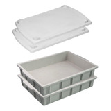 Kit Com 2 Caixas De Fermentação De Massa De Pizza 2 Tampa