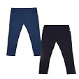 Kit Com 2 Calças Leggings Básicas Infantil Menina Azul E Preto 012