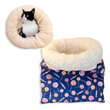 Kit Com 2 Camas Toca Para Gatos Saco De Dormir Caminha Pet