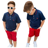 Kit Com 2 Camiseta Polo Infantil Menino Manga Curta Promoção