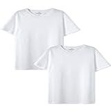 Kit Com 2 Camisetas Básica Infantil Unissex Manga Curta Slim Branco 004