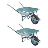 Kit Com 2 Carrinho De Mão carriola Pneu Câmara Metalpama Cor Azul