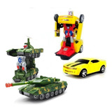 Kit Com 2 Carros Robo Camaro E Tanque Militar Transformam