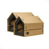 Kit Com 2 Casas Arranhador Luxo Para Gatos Modelo Viena