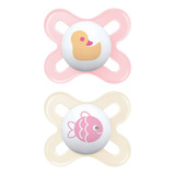 Kit Com 2 Chupetas Start Mam 0 2 Meses Rosa Caixinha