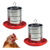 Kit Com 2 Comedouro De Ferro P aves Galinhas Pintinhos 3kg Cor Vermelho