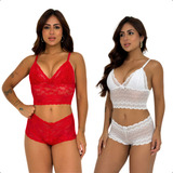 Kit Com 2 Conjunto Espera Marido Sensual Sexy Lingerie Luxo