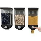 Kit Com 2 Dispenser Porta Cereais De1 5 Litros Pote Com Fixação Em Parede Sem Furos Recipiente Suspenso PRETO 