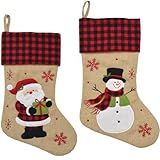 Kit Com 2 Enfeites Natalinos Natal Bota Natalina Meia Juta Bege Grande Decoração Luxo Para Lareira Porta Árvore De Natal Presentes