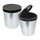 Kit Com 2 Lixeiras De 10L Para Cozinha E Banheiro - Tampa Click- Modelo Inox