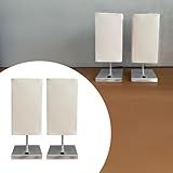 Kit Com 2 Luminária De Mesa Abajur Base Quadrada Alumínio Com Cúpula De Tecido Algodão Escovado Cúpula Bege 