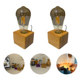 Kit Com 2 Luminárias De Mesa Retro Vintage Rustica Pinus