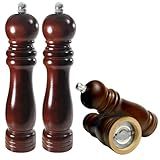 Kit Com 2 Moedores De Pimenta Tempero E Sal Triturador Em Madeira Com Mecanismo Ceramico Moedor Em Madeira 15cm