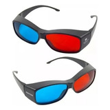 Kit Com 2 Óculos 3d Positivo Vermelho Azul Red Cyan Anáglifo