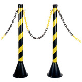 Kit Com 2 Organizador De Fila Pedestal Zebrado 90cm