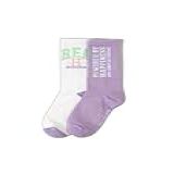 Kit Com 2 Pares De Meia Infantil Menina Cano Alto Roxo P