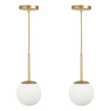Kit Com 2 Pendentes Jabuticaba 1 Globo De Vidro Dourado