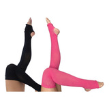 Kit Com 2 Perneiras 7 8 Pink E Preta Canelada De Algodão