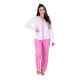 Kit Com 2 Pijamas Longo Amamentação Idosos Pós Cirurgia