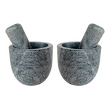 Kit Com 2 Pilões Almofariz Mortar De Pedra Sabão
