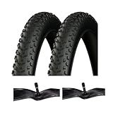 Kit Com 2 Pneus Para Bicicleta Aro 29x2 10 54 622 Nomad Preto Arame 02 Câmaras De Ar Para Pneu De Bicicleta 50 622 29x1 95 2 125 Válvula Americana 48mm 