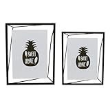 Kit Com 2 Porta Retratos De Metal Preto Com Vidro Prisma Para Fotos 13x18cm E 15x20cm -Preto-