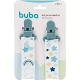 KIT COM 2 PRENDEDORES DE CHUPETA ESTRELAS AZUL