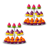 Kit Com 2 Suportes Prato Porta Doces Bolo Cupcakes