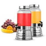 Kit Com 2 Suqueiras De Vidro Com Torneira Suporte Dispenser 3litros