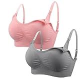 Kit Com 2 Sutiã Amamentação Bojo Removível Confortável Gestante Sem Aro BR Alfa G Regular CHUMBO ROSA 