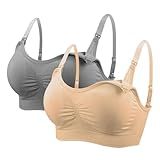 Kit Com 2 Sutiã Amamentação Bojo Removível Confortável Gestante Sem Aro BR Alfa XG Regular BEGE CHUMBO