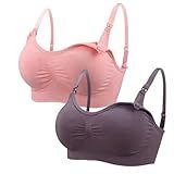 Kit Com 2 Sutiã Amamentação Bojo Removível Confortável Gestante Sem Aro BR Alfa XG Regular ROSA ROXO