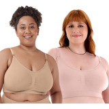 Kit Com 2 Sutiãs Amamentação Sem Bojo Reforçado Plus Size