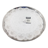 Kit Com 2 Toalha De Bandeja Crochê Redonda 38cm Em Pvc Cor Branco Flor