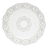 Kit Com 2 Toalha De Bandeja Sousplat Crochê Redonda 30cm Pvc Cor Branco Flor