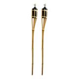 Kit Com 2 Tochas De Bambu Iluminação Decoração Luau