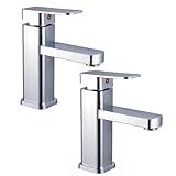 Kit Com 2 Torneira Monocomando Gourmet Moderna Quente E Fria Para Banheiro Em Aço 304 Cromanda I Torneira Quadrada Luxo Para Lavatório Cuba Lavabo Bica Fixa Bancada Com Arejador 1 4 De Volta