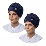 Kit Com 2 Toucas De Cozinha Feminina Uniforme Cores Lisas Gabardine Kit Marinho 