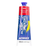 Kit Com 2 Unid Tintas Acrilica Acrilex 59ml Acrylic Colors Cor 350 Vermelho Claro