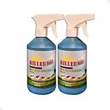 Kit Com 2 Unidades Killer Spray Contra Carrapatos E Pulgas Para Cães E Gatos Protege E Previne 250 ML