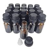 Kit Com 20 Frascos PREMIUM Em Vidro Ambar 10ml Com Tampa Preta Com Lacre E Gotejador Batoque Para Óleos Essenciais Aromaterapia Perfumes E Outros