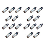 Kit Com 20 Plug Conector Xlr Linha Macho Neutrik Nc3mxx