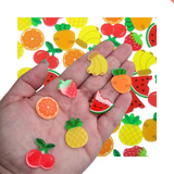 Kit Com 200 Pçs Sortidas Aplique Acrílico Frutas P Laços