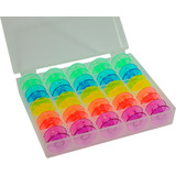 Kit Com 25 Bobinas Carretilha Alta Colorida Estojo Brinde
