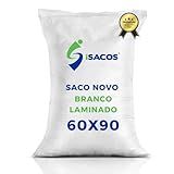Kit Com 25 Saco De Ráfia Laminado Novo Liso Branco 60x90 Sacaria Entulho Construção Ração Grãos