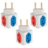 KIT Com 3 Adaptadores Benjamim Cubo 3D Com 3 Entradas De Tomada 10 Amperes E 1 Entrada De Tomada 20 Amperes Colorido Vermelho Azul Plug Padrão Novo 3 Pinos Resistente