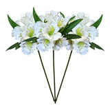 Kit Com 3 Astromélia Artificial Flores Para Arranjo Branco